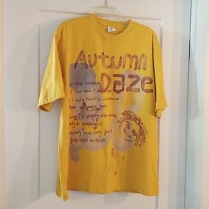 Autumn Daze Mustard Graphic Crewneck Tshirt Size L